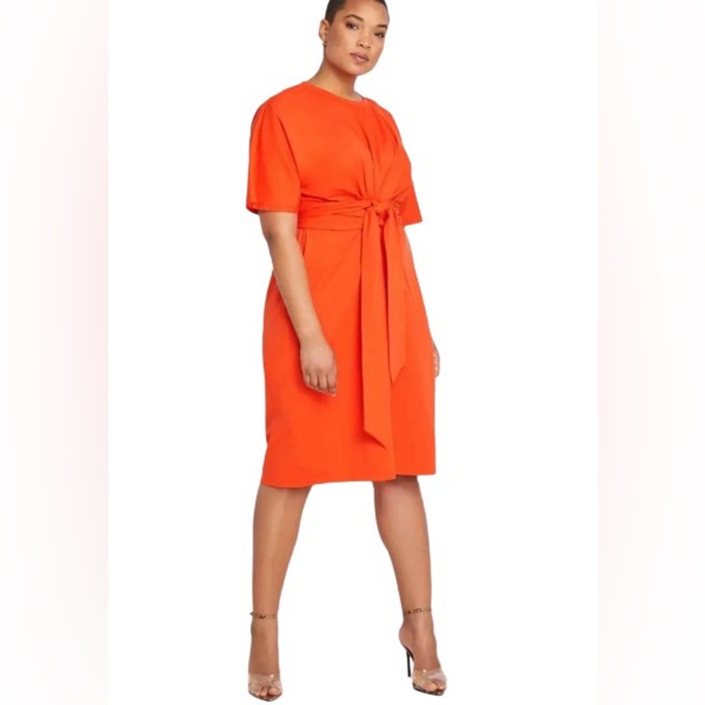 Eloquii Cross Front Flutter Sleeve Dress